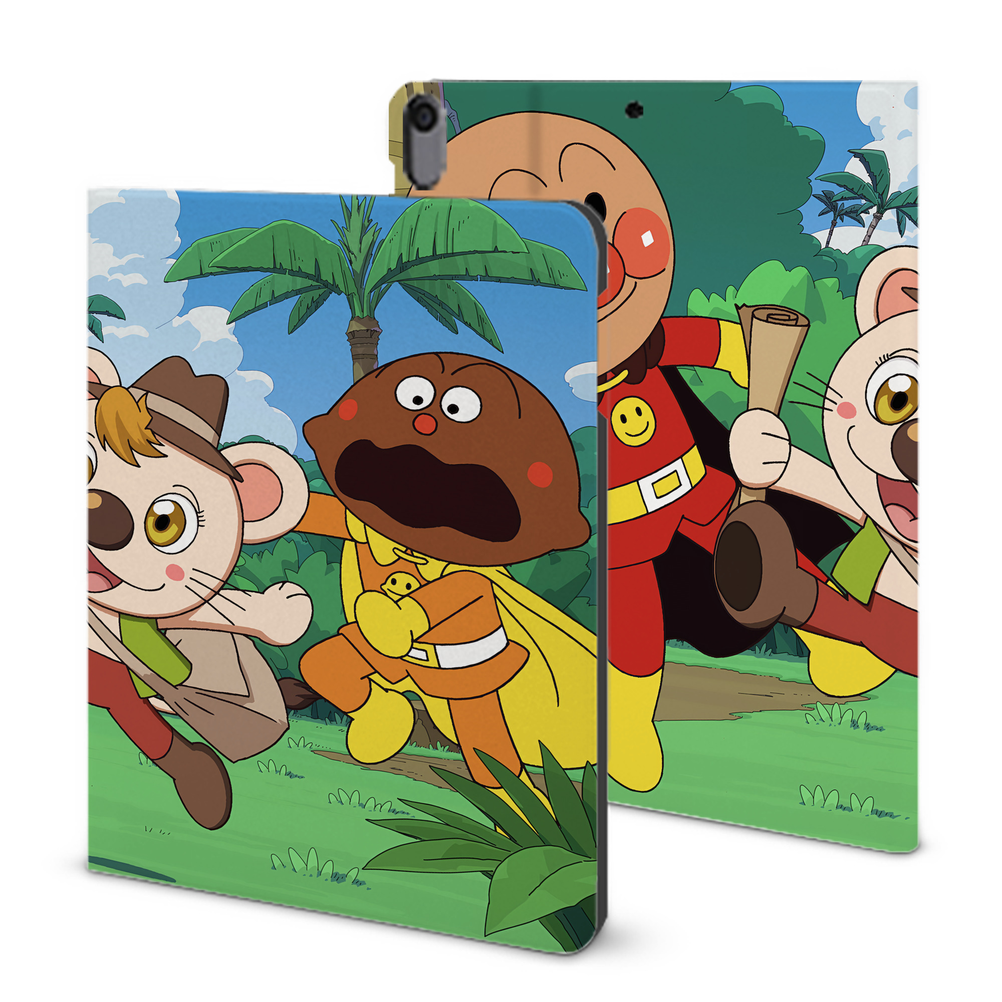 （画像用） アンパンマン Anpanman IPad ケース ブック型 PUレザー TPU 耐衝撃 軽量 薄型 ペン収納なし 全面保護 IPad 各モデル対応